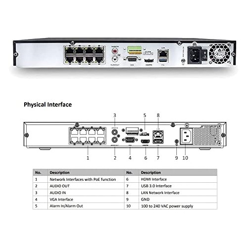 DS-7608NXI-I2/8P/S Acusense 8CH 12MP 4K 8-Channel POE NVR Network Video Recorder