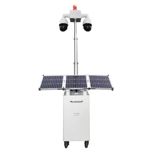 Solar Power Mobile Security Trailer Construction Site Monitoring Cctv Camera Tower